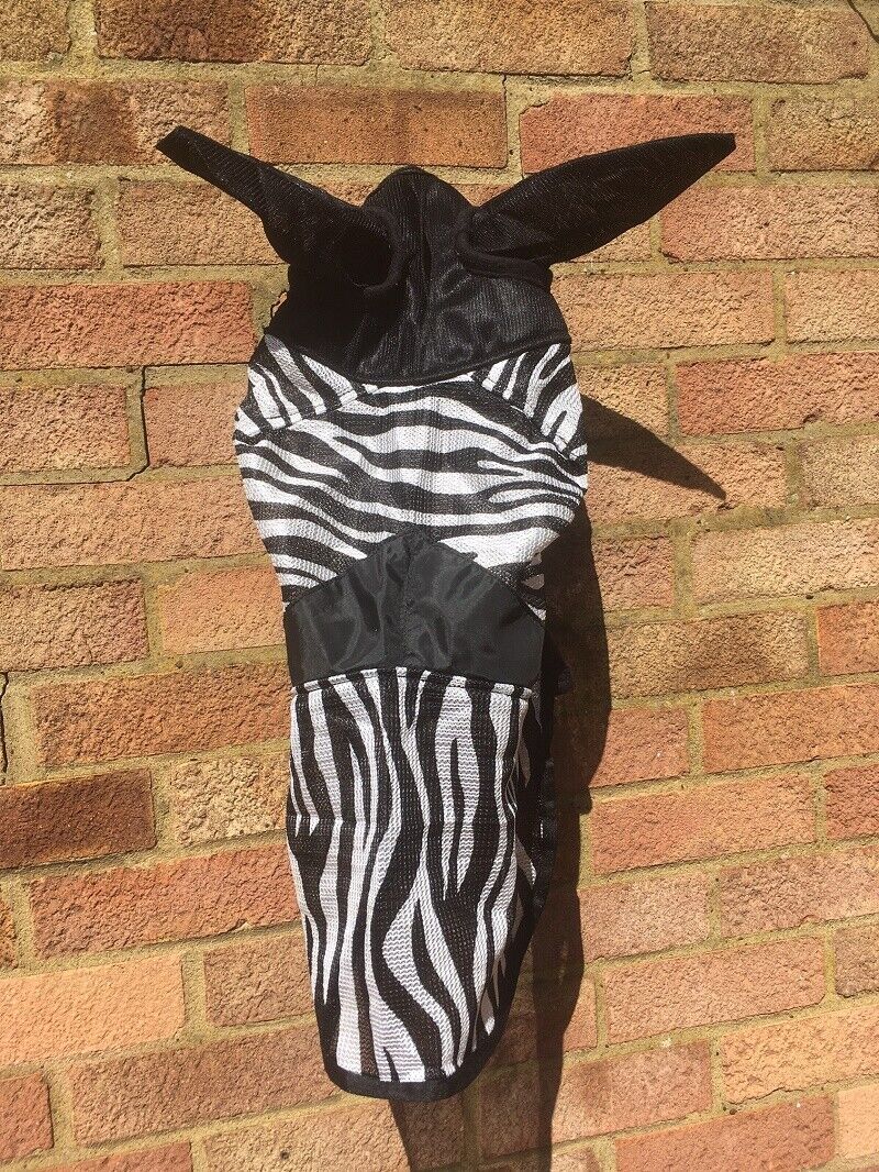 * SALE* Mesh Zebra Print Fly Mask Ears & Nose Full Face, UV Protection F/C/P