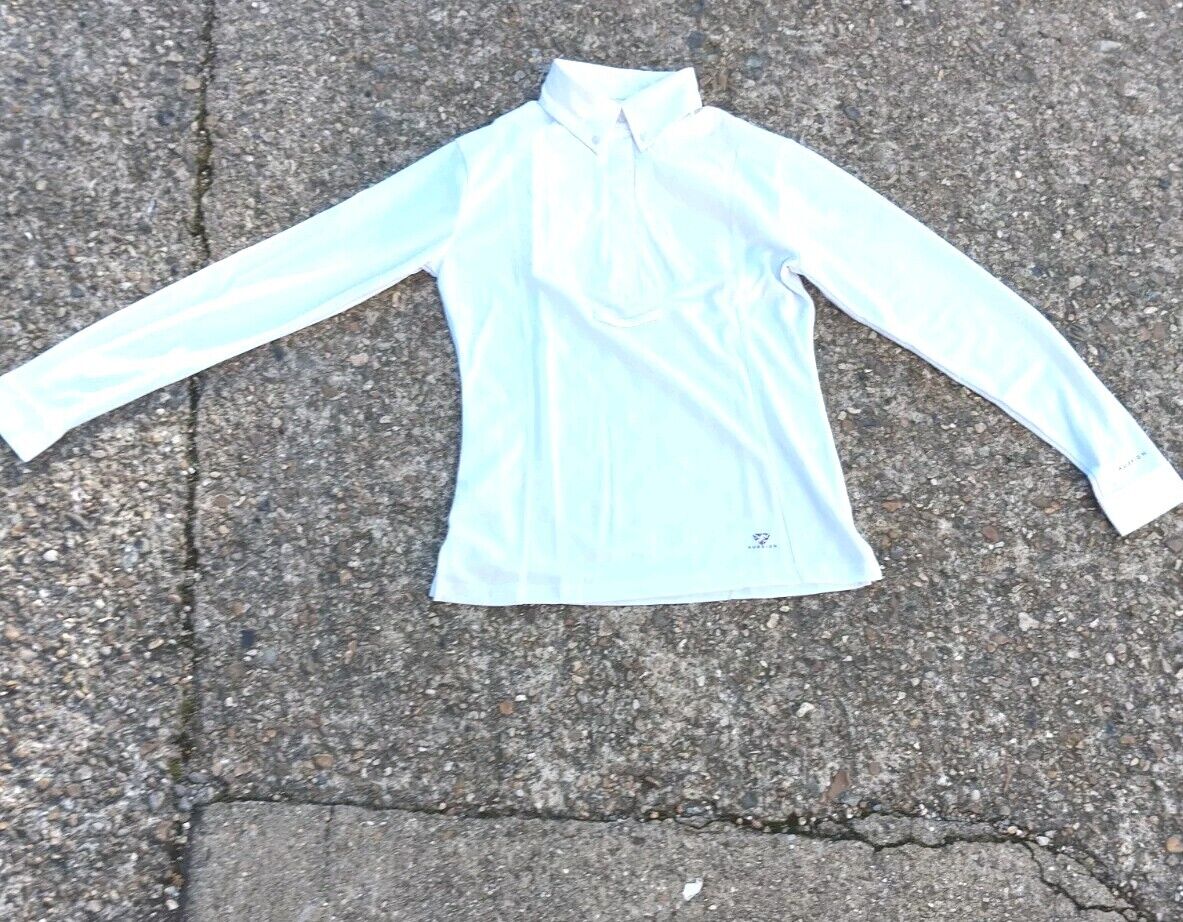 Aubroon Women Long Sleeve Tie Shirt White Small (D1)