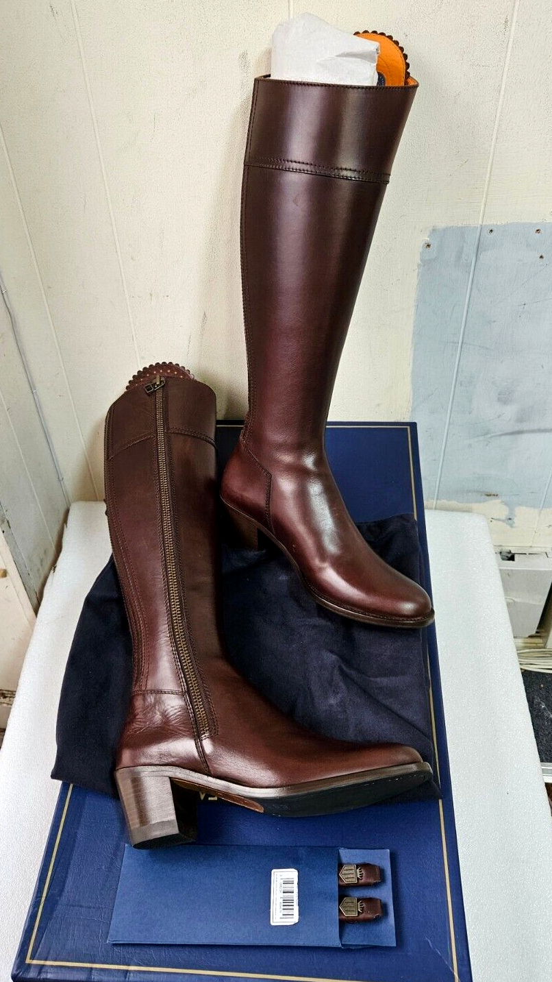 Fairfax &Favor LEATHER HEELED REGINA ,MAHOGANY ,Size 7(EU 40)REGULAR FIT (H 202)
